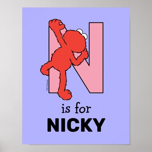 Elmo Alphabet | N Roze Poster (Voorkant)
