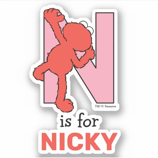 Elmo Alphabet | N Roze Sticker (Voorkant)