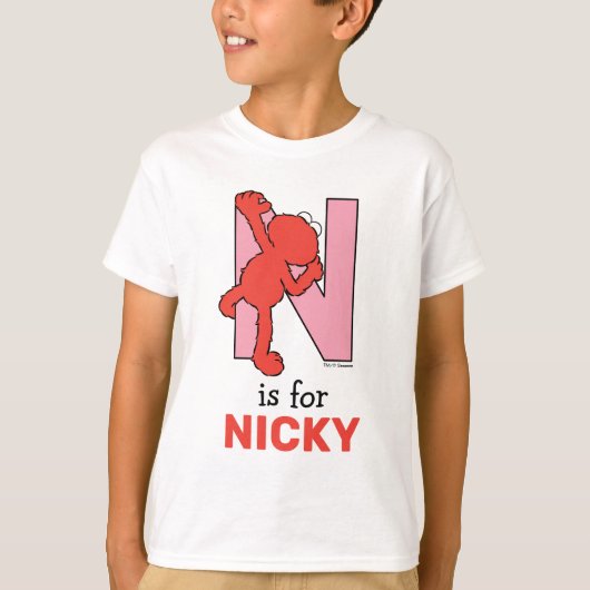 Elmo Alphabet | N Roze T-shirt (Voorkant)