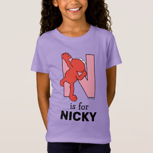 Elmo Alphabet | N Roze T-shirt (Voorkant)