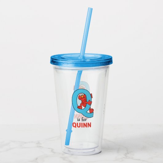 Elmo Alphabet | Q Blue Acryl Drinkbeker (Achterkant)