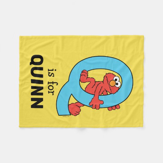 Elmo Alphabet | Q Blue Fleece Deken (Voorkant (Horizontaal))