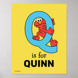 Elmo Alphabet   Q Blue Poster
