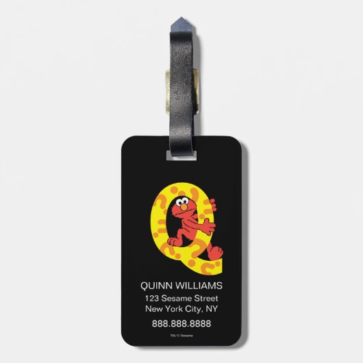 Elmo Alphabet | Q-vraagteken Bagagelabel (Achterkant verticaal)