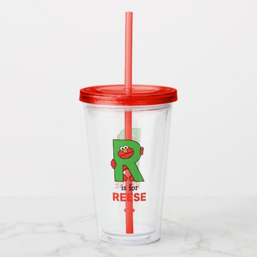 Elmo Alphabet | R Groen Acryl Drinkbeker (Voorkant)