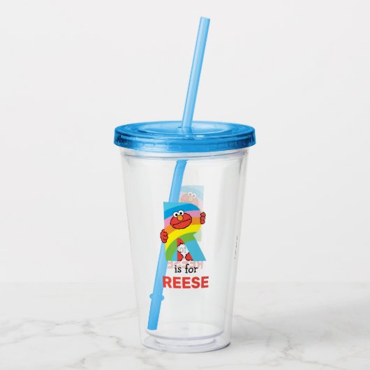 Elmo Alphabet | R Regenboog Acryl Drinkbeker (Achterkant)
