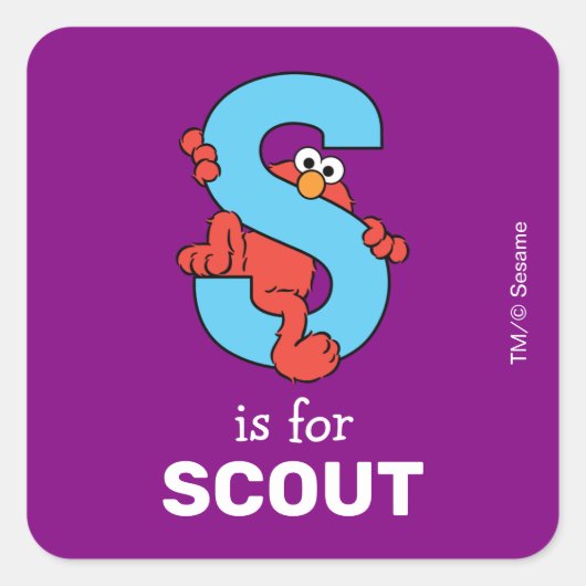 Elmo Alphabet | S Blauw Vierkante Sticker (Voorkant)