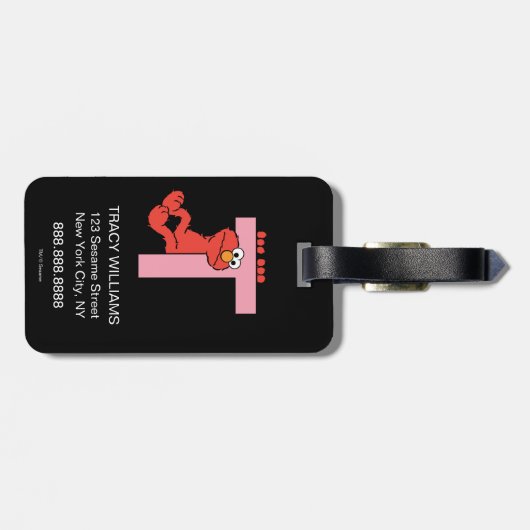 Elmo Alphabet | T Roze Bagagelabel (Achterkant horizontaal)