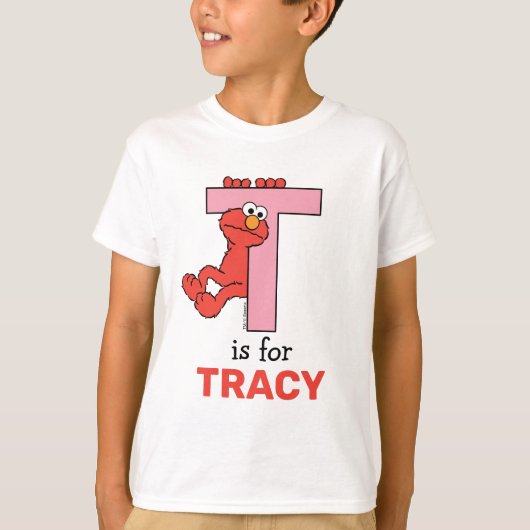 Elmo Alphabet | T Roze T-shirt (Voorkant)