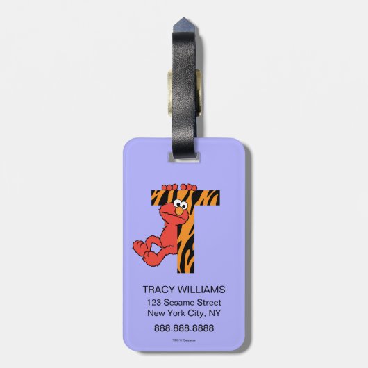 Elmo Alphabet | T tijger Bagagelabel (Achterkant verticaal)