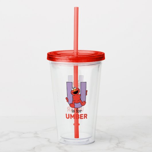 Elmo Alphabet | U PAARS Acryl Drinkbeker (Voorkant)