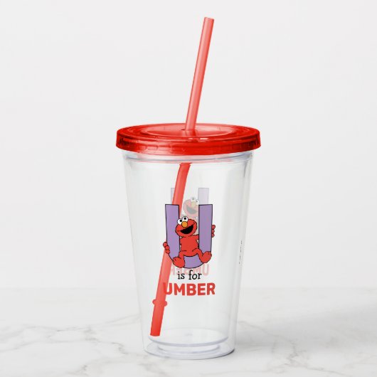 Elmo Alphabet | U PAARS Acryl Drinkbeker (Achterkant)