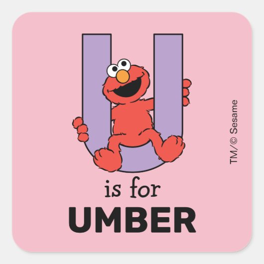 Elmo Alphabet | U PAARS Vierkante Sticker (Voorkant)