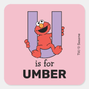 Elmo Alphabet   U PAARS Vierkante Sticker