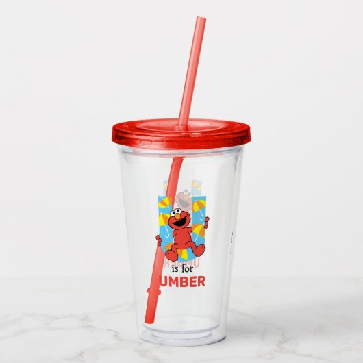 Elmo Alphabet | U Umbrella Acryl Drinkbeker (Achterkant)