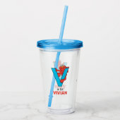 Elmo Alphabet | V Blauw Acryl Drinkbeker (Achterkant)