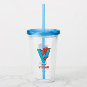 Elmo Alphabet | V Blauw Acryl Drinkbeker (Voorkant)