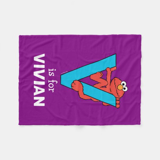 Elmo Alphabet | V Blauw Fleece Deken (Voorkant (Horizontaal))