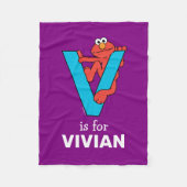 Elmo Alphabet | V Blauw Fleece Deken (Voorkant)