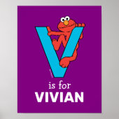 Elmo Alphabet | V Blauw Poster (Voorkant)