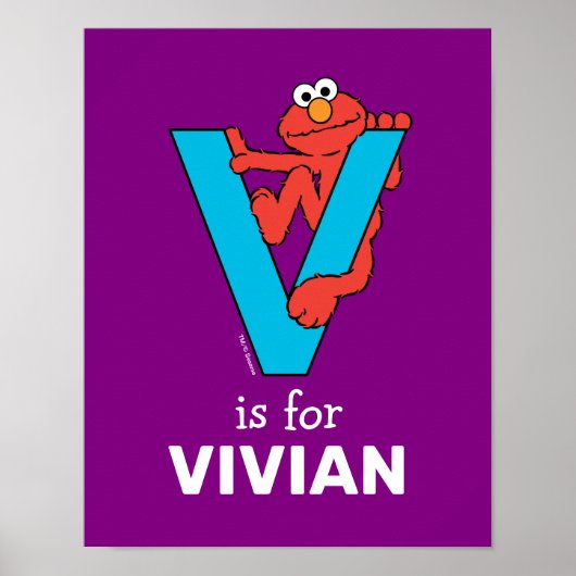 Elmo Alphabet | V Blauw Poster (Voorkant)