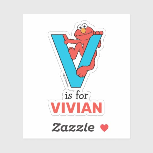 Elmo Alphabet | V Blauw Sticker (Vel)