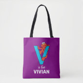 Elmo Alphabet | V Blauw Tote Bag (Voorkant)