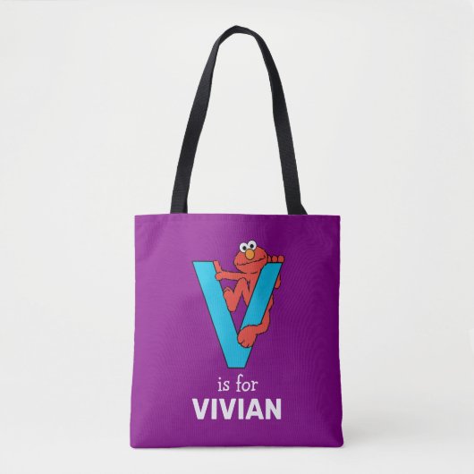 Elmo Alphabet | V Blauw Tote Bag (Voorkant)