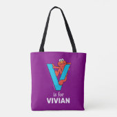 Elmo Alphabet | V Blauw Tote Bag (Achterkant)