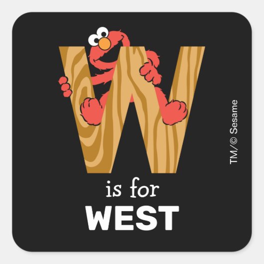 Elmo Alphabet | W Hout Vierkante Sticker (Voorkant)