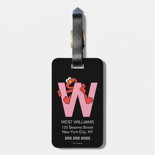 Elmo Alphabet | W Roze Bagagelabel (Achterkant verticaal)