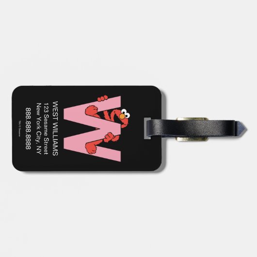 Elmo Alphabet | W Roze Bagagelabel (Achterkant horizontaal)