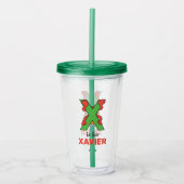 Elmo Alphabet | X Groen Acryl Drinkbeker (Voorkant)
