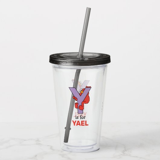 Elmo Alphabet | Y PAARS Acryl Drinkbeker (Achterkant)