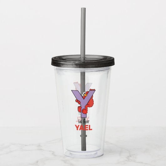 Elmo Alphabet | Y PAARS Acryl Drinkbeker (Voorkant)