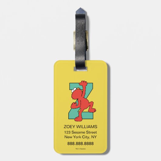 Elmo Alphabet | Z BLAUWGROEN Bagagelabel (Achterkant verticaal)