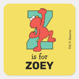 Elmo Alphabet   Z BLAUWGROEN Vierkante Sticker