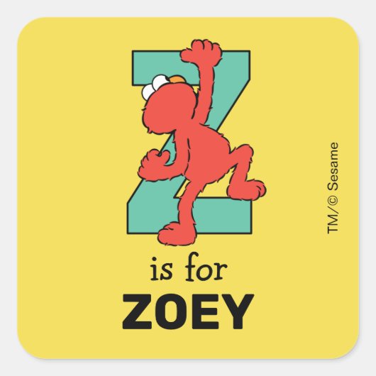 Elmo Alphabet | Z BLAUWGROEN Vierkante Sticker (Voorkant)