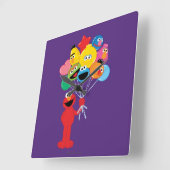Elmo Balloons Vierkante Klok (Hoek)