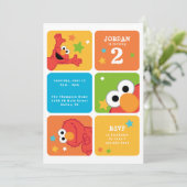 Elmo Color Block Birthday Party Kaart (Staand voorkant)