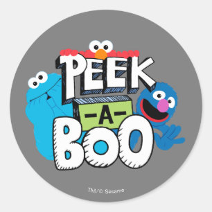 Elmo, Cookie & Grover  Peek-a-Boo Ronde Sticker