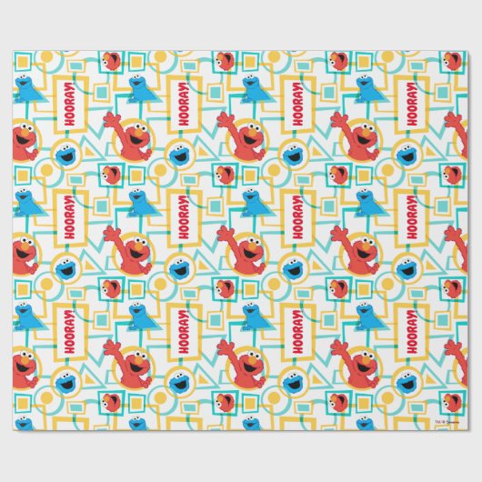 Elmo & Cookie Monster Fun Shapes Pattern Cadeaupapier (Vlak)