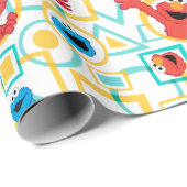 Elmo & Cookie Monster Fun Shapes Pattern Cadeaupapier (Rol Hoek)