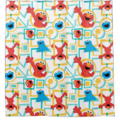 Elmo & Cookie Monster Fun Shapes Pattern Douchegordijn (Voorkant)