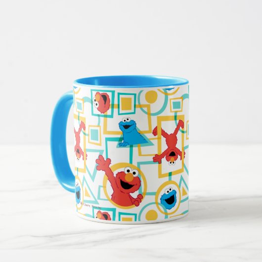 Elmo & Cookie Monster Fun Shapes Pattern Mok (Voorkant links)