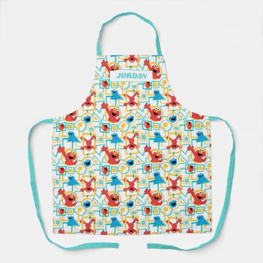 Elmo & Cookie Monster Fun Shapes Pattern Schort (Voorkant)