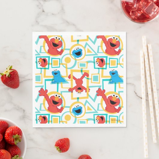 Elmo & Cookie Monster Fun Shapes Pattern Servet (Insitu)