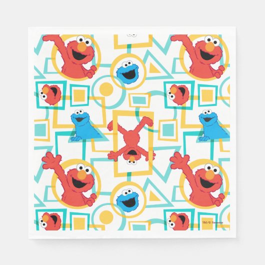 Elmo & Cookie Monster Fun Shapes Pattern Servet (Voorkant)