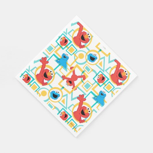 Elmo & Cookie Monster Fun Shapes Pattern Servet (Hoek)