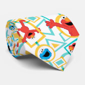 Elmo & Cookie Monster Fun Shapes Pattern Stropdas (Opgerold)